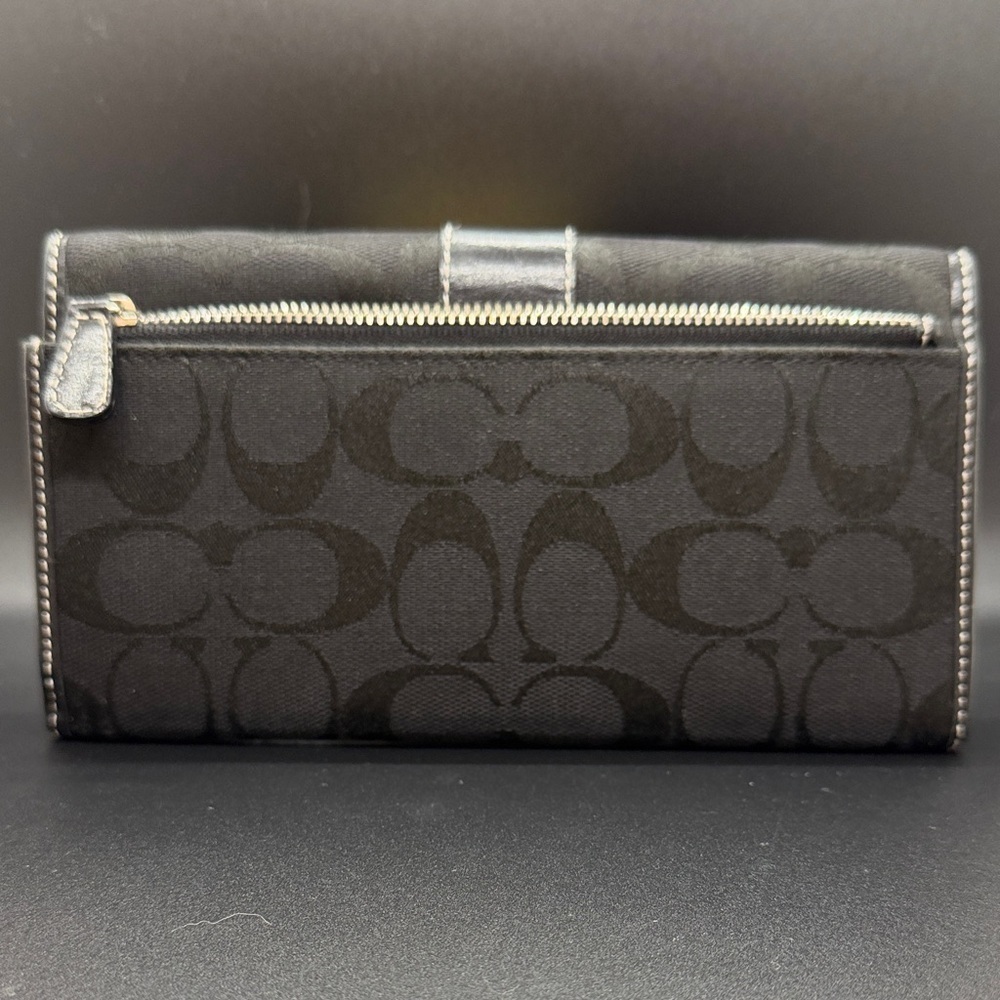Coach Black Signature Women's Trifold or Checkbook Wallet - Picture 2 of 10